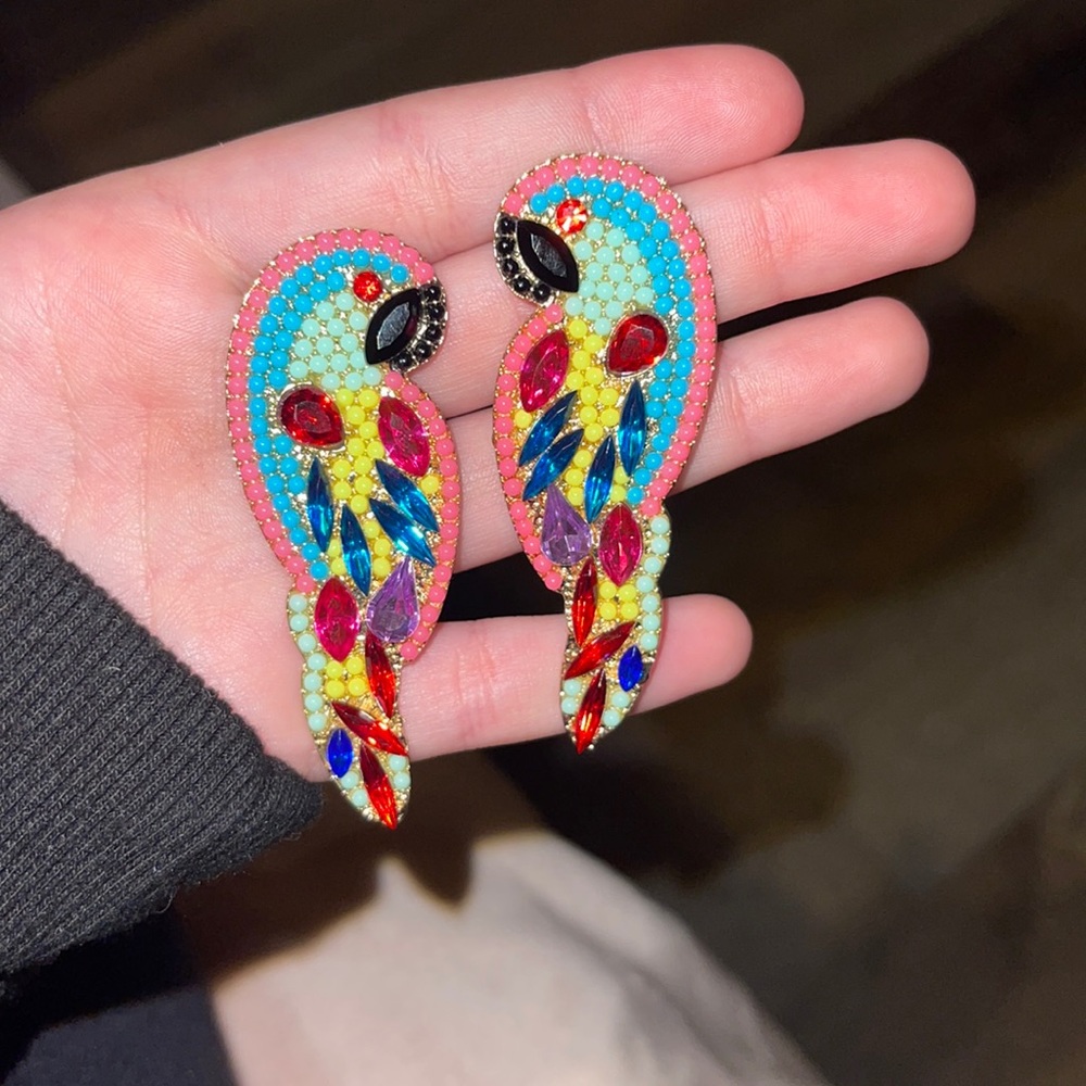 anthro parrot earrings